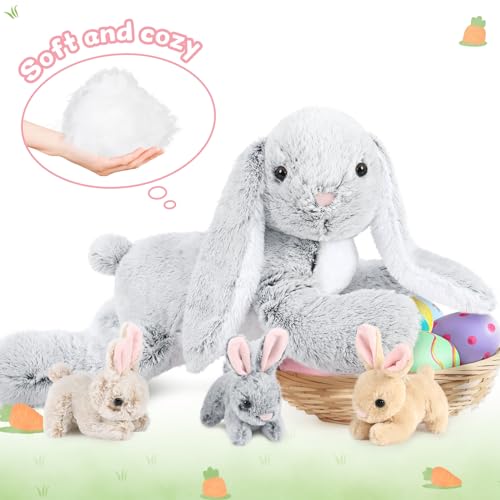 MaoGoLan 4Pcs Easter Bunny Stuffed Animals with 3 Babies Inside, 24” Soft and Cuddly Giant Rabbit Plush, Easter Stuffed Bunny Gift for Kids,Boys,Girls - Image 2