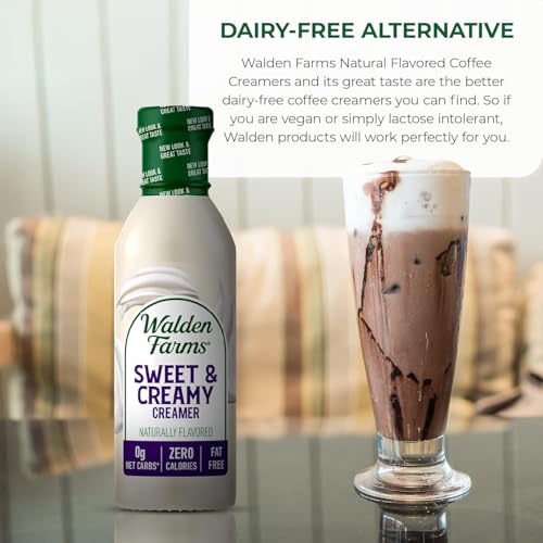 Walden Farms Sweet & Creamy Coffee Creamer – Zero Calorie, Sugar Free, Keto & Fat Free Non-Dairy Creamer for Coffee, Lattes & Iced Drinks – 12 oz Bottle - Image 3