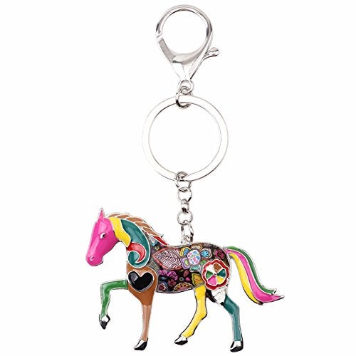 BONSNY Enamel Metal Horse Key chains For Women Girls Gifts Car Purse Animal Pendant Charms toy (Multicoloured) - Image 4