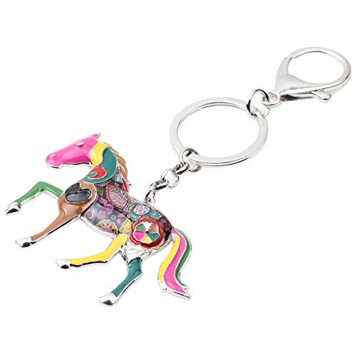 BONSNY Enamel Metal Horse Key chains For Women Girls Gifts Car Purse Animal Pendant Charms toy (Multicoloured) - Image 3
