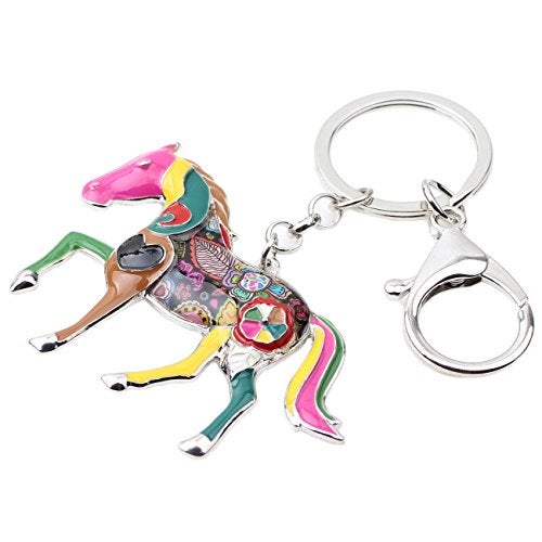 BONSNY Enamel Metal Horse Key chains For Women Girls Gifts Car Purse Animal Pendant Charms toy (Multicoloured) - Image 2