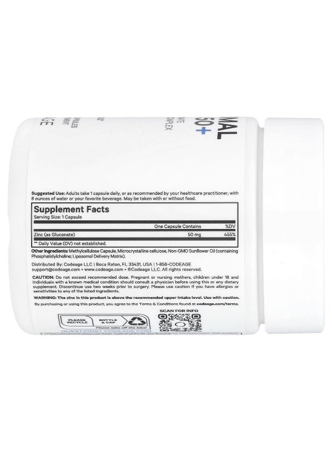 Codeage, Liposomal Zinc 50+, 50 mg, 100 Vegetable Capsules - Image 2