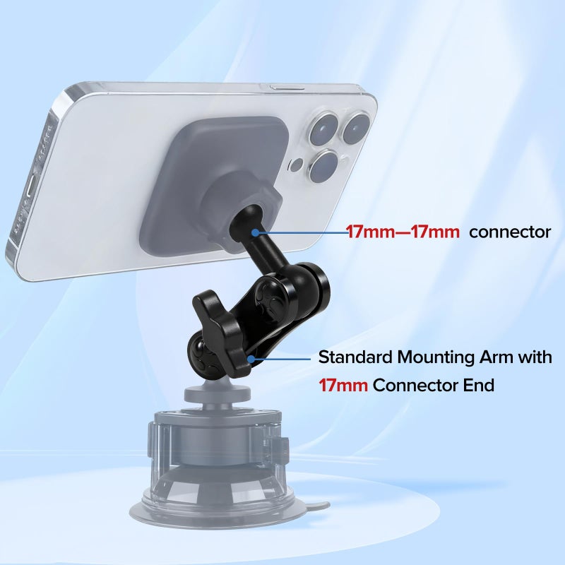 Cadbibe Aluminum 17mm/0.67" Ball Mount Extension Adapter, 360Â° Rotation Extension Rod for Car Phone Holder, Compatible with GPS Mount, 2.12 Inch Double Socket Arm with 2.75 Inch Ball Adapter, Black - Image 2