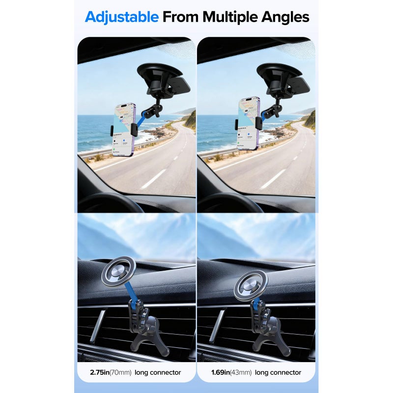 Cadbibe Aluminum 17mm/0.67" Ball Mount Extension Adapter, 360Â° Rotation Extension Rod for Car Phone Holder, Compatible with GPS Mount, 2.12 Inch Double Socket Arm with 2.75 Inch Ball Adapter, Black - Image 3