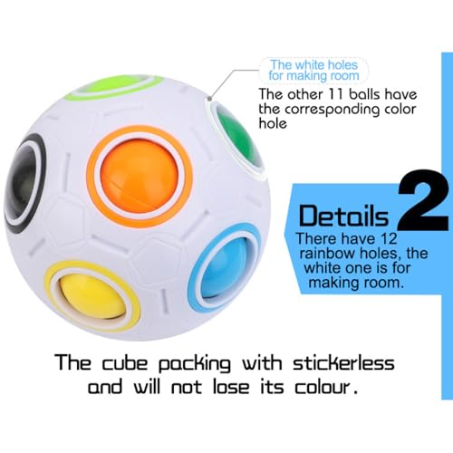 Cubelelo Drift Rainbow Ball Puzzle | Compact, Multicolor Sphere (Fidget Toy) | Portable Brain Teaser for Kids & Adults | Stress Relief & Fun On-The-Go Puzzle - Image 3