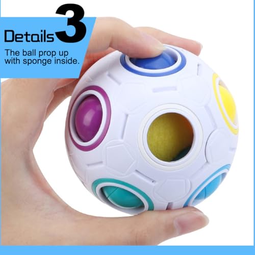 Cubelelo Drift Rainbow Ball Puzzle | Compact, Multicolor Sphere (Fidget Toy) | Portable Brain Teaser for Kids & Adults | Stress Relief & Fun On-The-Go Puzzle - Image 4