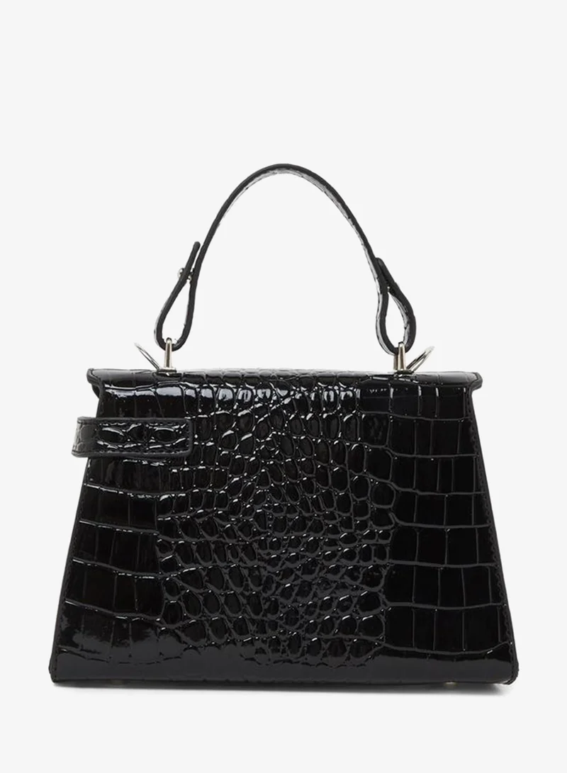 Styli Textured Flap Handbag with Turn-Lock