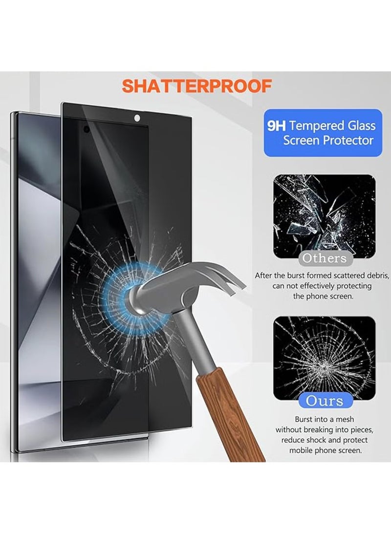 URBBKING 2 Pack Privacy Screen Protector for Samsung Galaxy S24 Ultra Tempered-Glass,100% Support Ultrasonic Fingerprint ID , Case Friendly Comfortable Touch Accessory - Image 2