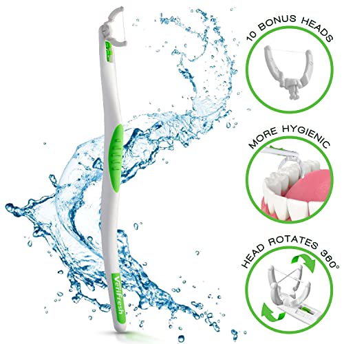 VeriFresh VeriFloss Dental Flosser with 10 Head Refill - Teeth Flossers for Adults & Kids, Flossing Tool - Ergonomic Design w/360° Swivel Head, Glide Lock - Reusable Floss Picks, Cleaning Kit - VeriFresh - Image 5