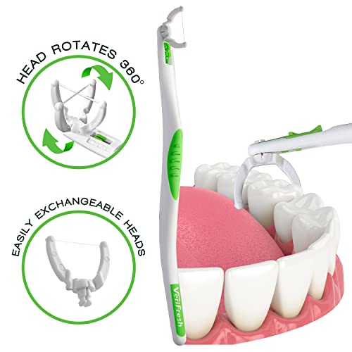 VeriFresh VeriFloss Dental Flosser with 10 Head Refill - Teeth Flossers for Adults & Kids, Flossing Tool - Ergonomic Design w/360° Swivel Head, Glide Lock - Reusable Floss Picks, Cleaning Kit - VeriFresh - Image 3