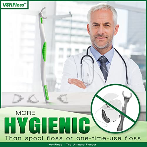 VeriFresh VeriFloss Dental Flosser with 10 Head Refill - Teeth Flossers for Adults & Kids, Flossing Tool - Ergonomic Design w/360° Swivel Head, Glide Lock - Reusable Floss Picks, Cleaning Kit - VeriFresh - Image 4