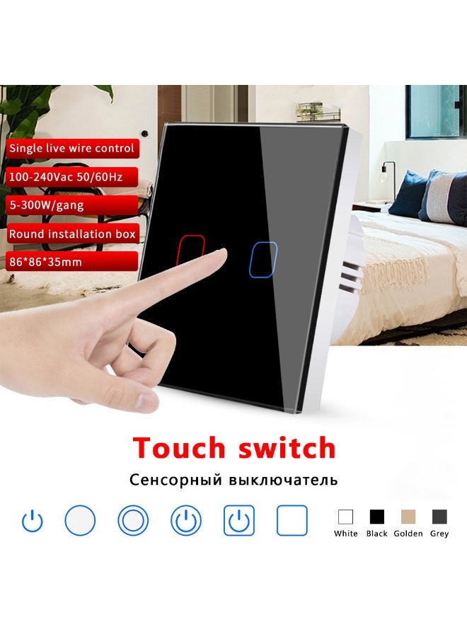 UBARO 1 Gang Touch Wall Switch，86 Type Tempered Glass Touch Light Switch, Single Fire Wire Single Control Square Touch Sensor Wall Switch - Image 2