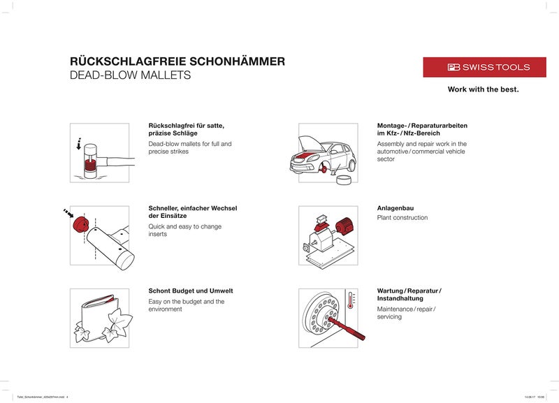 PB Swiss Tools 2-in-1 Engineer Dead Blow Hammer PB 304 | Swiss Made | Hammer for Powerful and Precise Blows without Recoil (Ã˜ 22mm) - Image 1