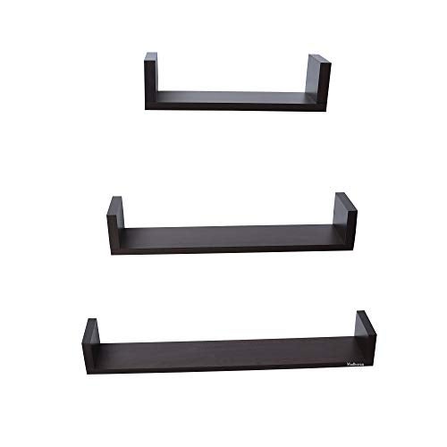 Madhuran Wooden Wall Mounted U Shape Books Shelf Unit (Tier 3, Wenge) II for Home Library Living Room Bathroom Bedroom Kitchen Storage Tv Furniture - Image 3