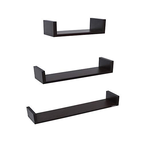 Madhuran Wooden Wall Mounted U Shape Books Shelf Unit (Tier 3, Wenge) II for Home Library Living Room Bathroom Bedroom Kitchen Storage Tv Furniture - Image 4