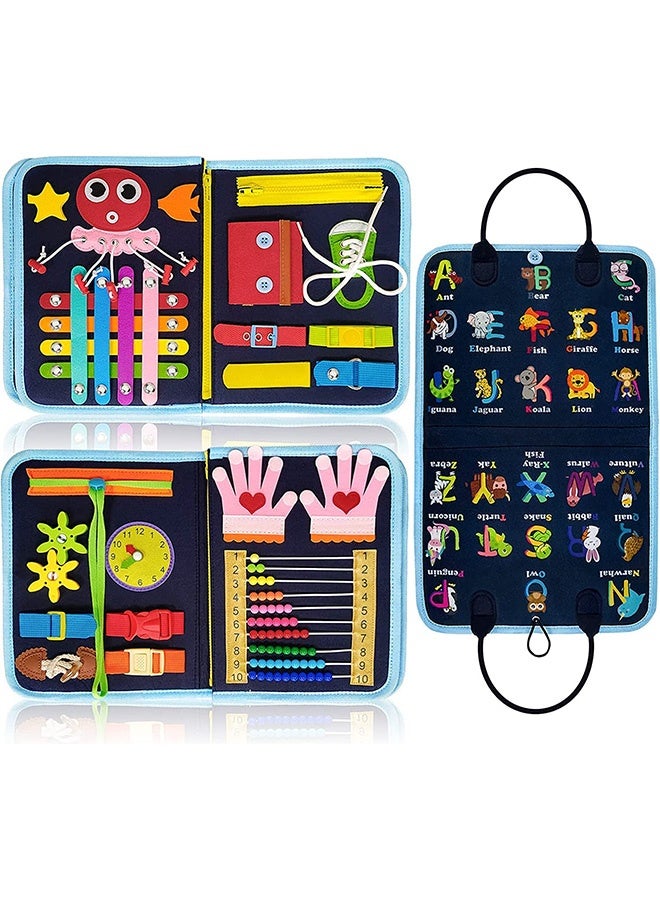 Peachjoy لوحة مشغولة لعبة مونتيسوري للأطفال من 1 إلى 4 سنوات، لوحة نشاط تعليمية حسية لتعلم المهارات الحركية الدقيقة، لعبة للأطفال، هدية للأولاد والبنات - Image 1