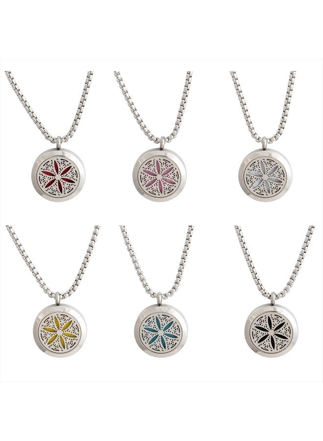 mEssentials Wild Essentials Flower of Life Essential Oil Diffuser Necklace, Stainless Steel Locket Pendant with 24 inch Chain, 12 Color Refill Pads, Customizable Color Changing Perfume Jewelry for Aromatherapy - Image 3