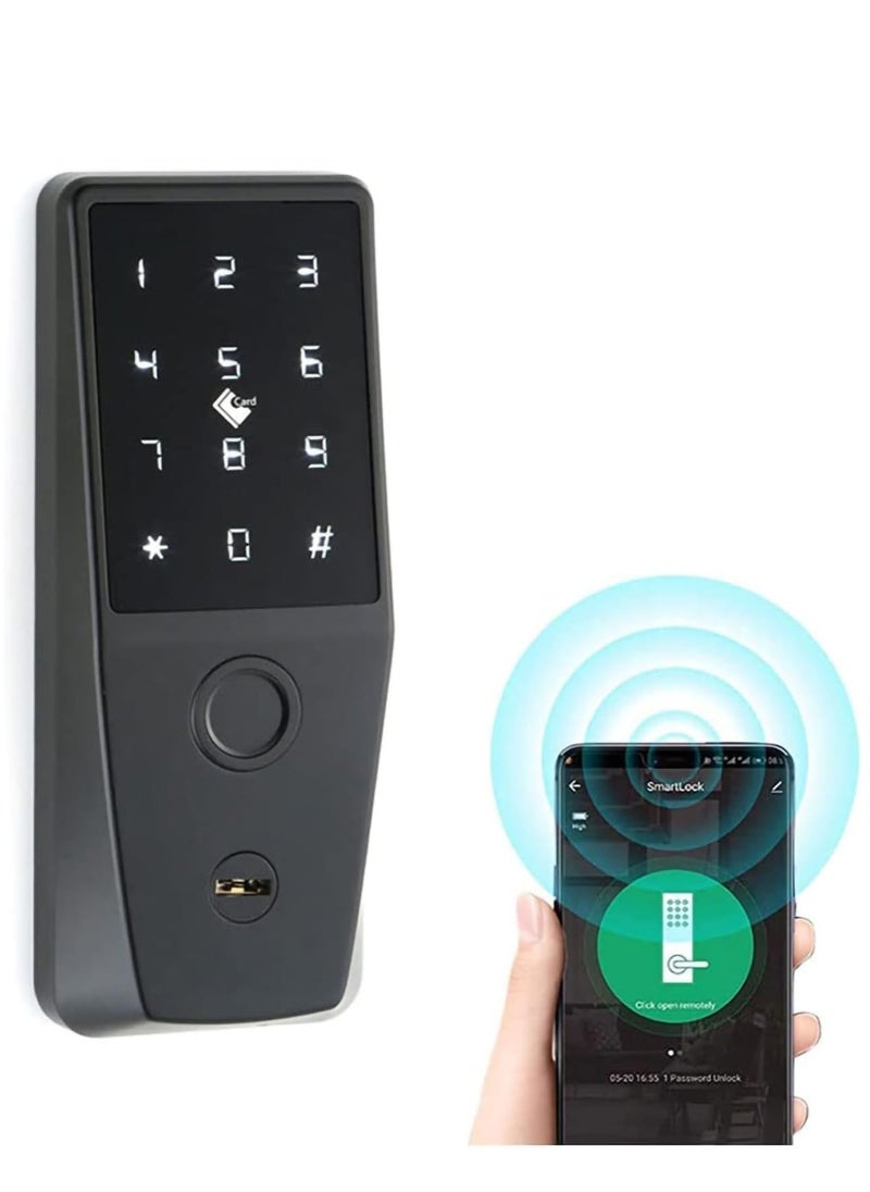 SYOSI Fingerprint Biometric Keypad Door Lock - Keyless Entry Lock, Support Fingerprint,Key Unlock, Knob, for Residential Front Door, Apartment, Bedroom and Office (Mute Black)  - Image 1