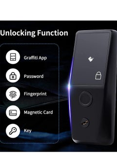 SYOSI Fingerprint Biometric Keypad Door Lock - Keyless Entry Lock, Support Fingerprint,Key Unlock, Knob, for Residential Front Door, Apartment, Bedroom and Office (Mute Black)  - Image 5