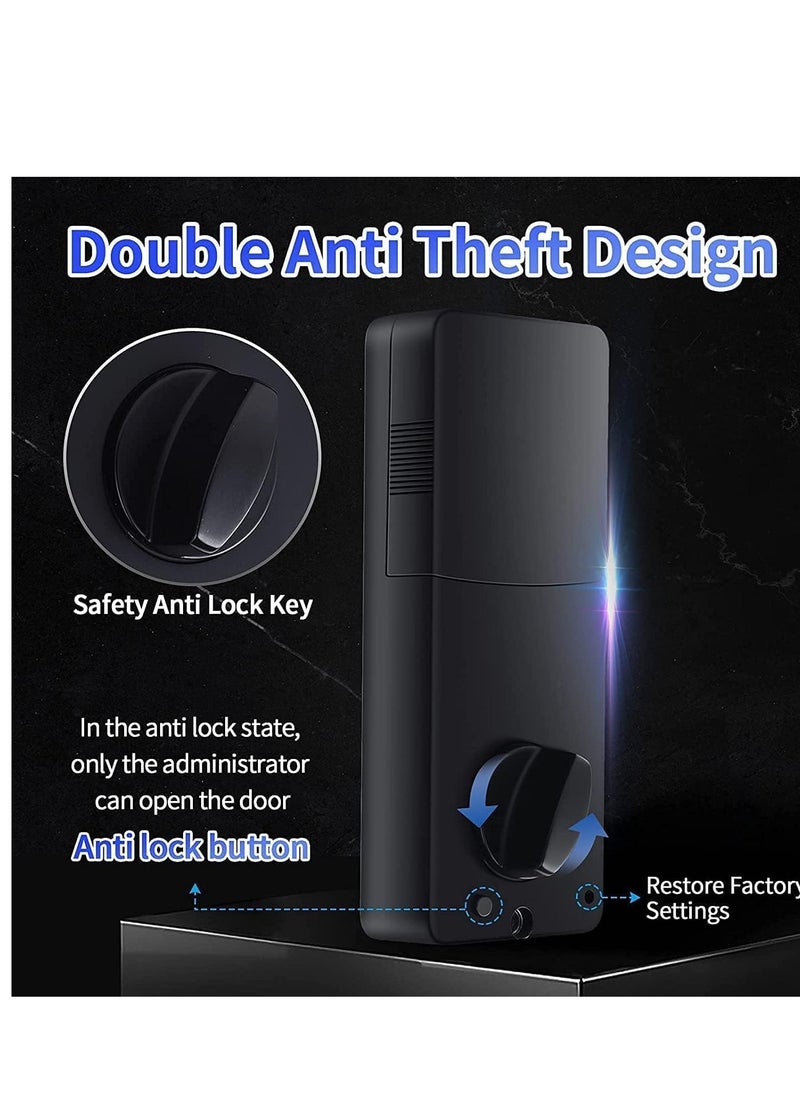 SYOSI Fingerprint Biometric Keypad Door Lock - Keyless Entry Lock, Support Fingerprint,Key Unlock, Knob, for Residential Front Door, Apartment, Bedroom and Office (Mute Black)  - Image 4