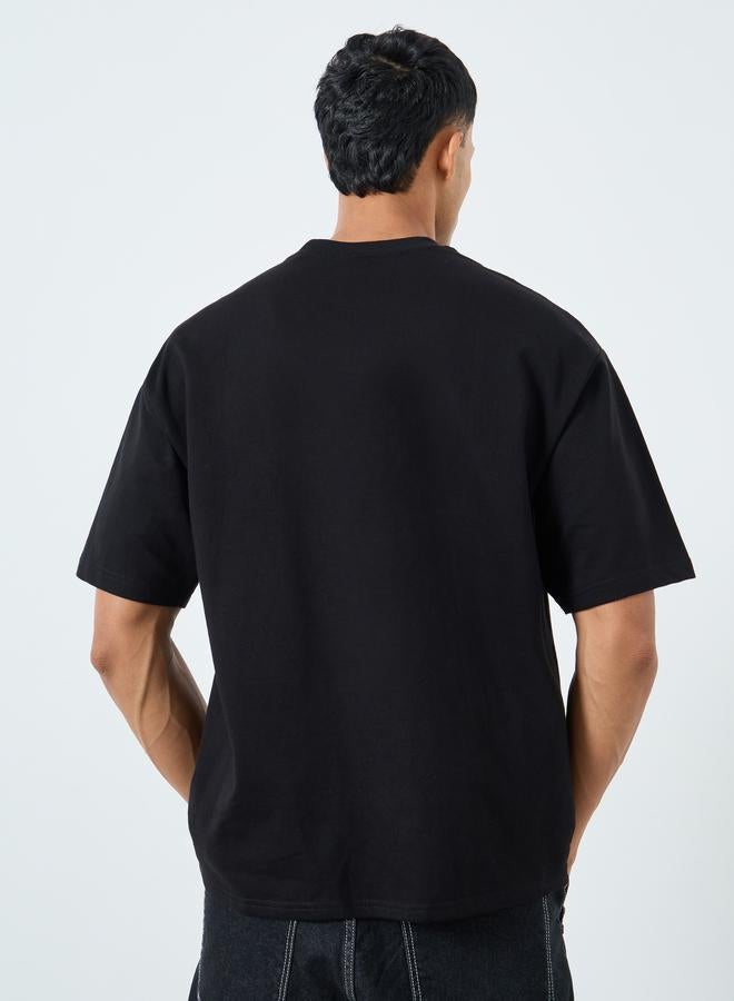 Styli Men Black Cotton Crew Neck T-Shirt - Image 4