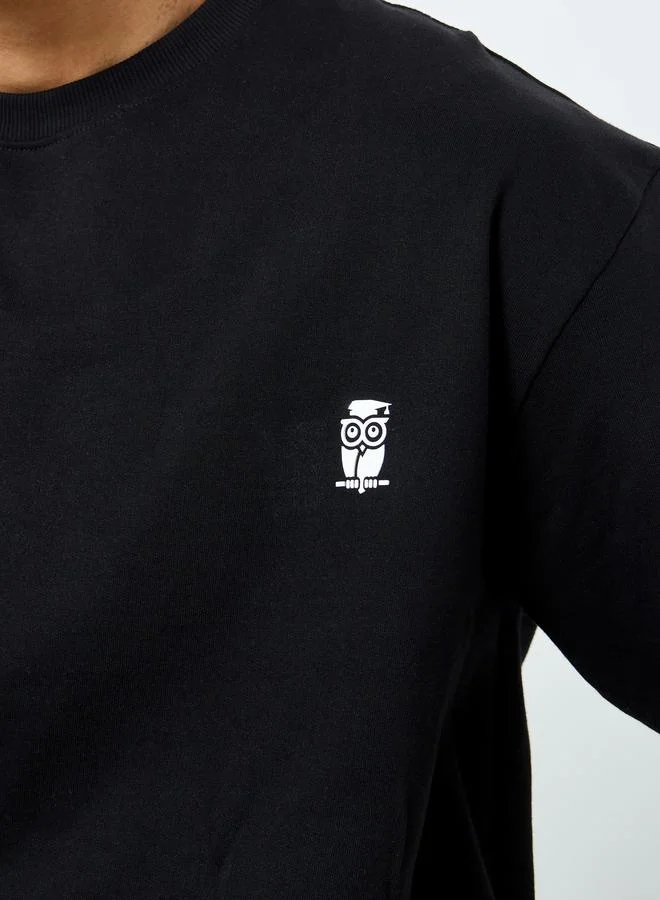 Styli Styli Men Black Cotton Crew Neck T-Shirt