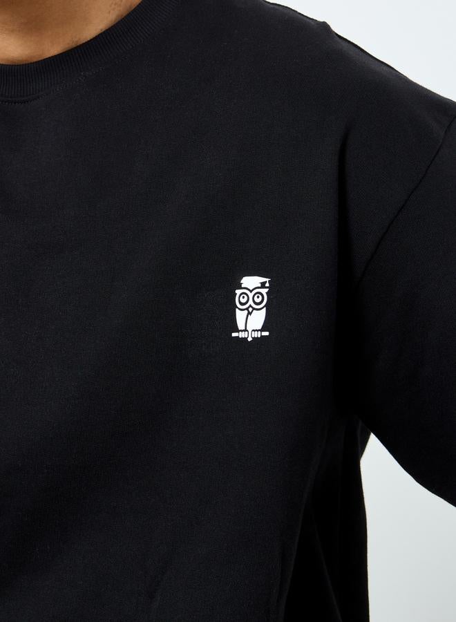 Styli Men Black Cotton Crew Neck T-Shirt - Image 3