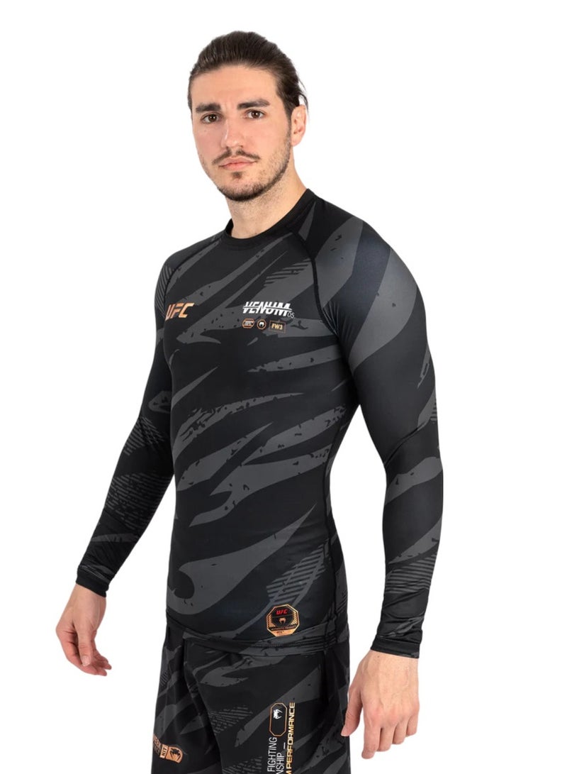 VENUM UFC ADRENALINE BY VENUM FIGHT WEEK MENS PERFORMANCE LONG-SLEEVE RASHGUARD URBAN CAMO - Image 1