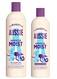 Aussie Aussie Shampoo and Conditioner Miracle Moist Macadamia Oil Infused Hair Care Set Combo, Personal Care 675ml + 470ml  - Image 1