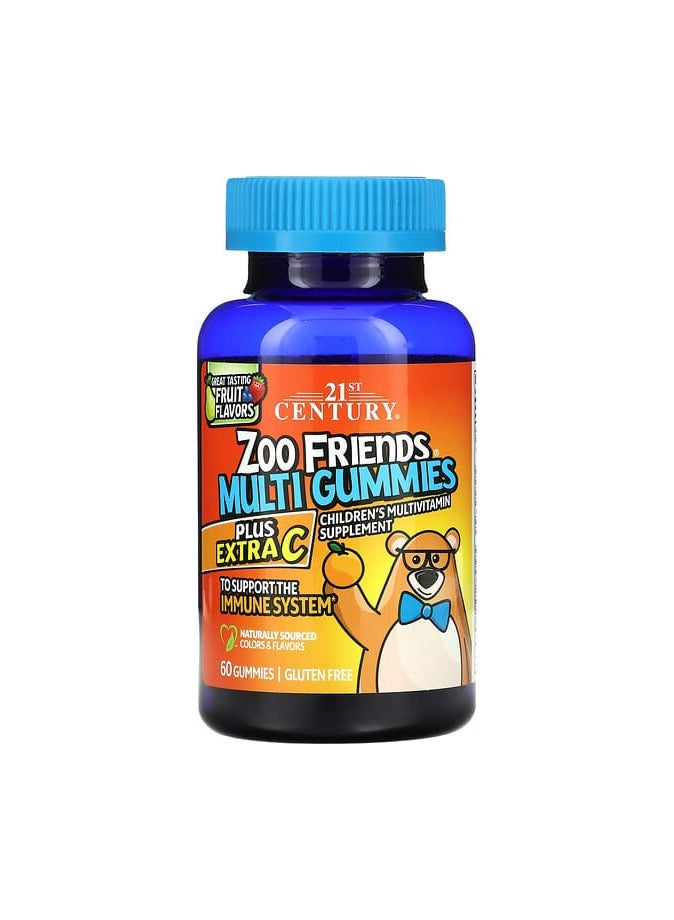 Zoo Friends Multi Gummies, Plus Extra C, Great Tasting Fruit, 60 Gummies