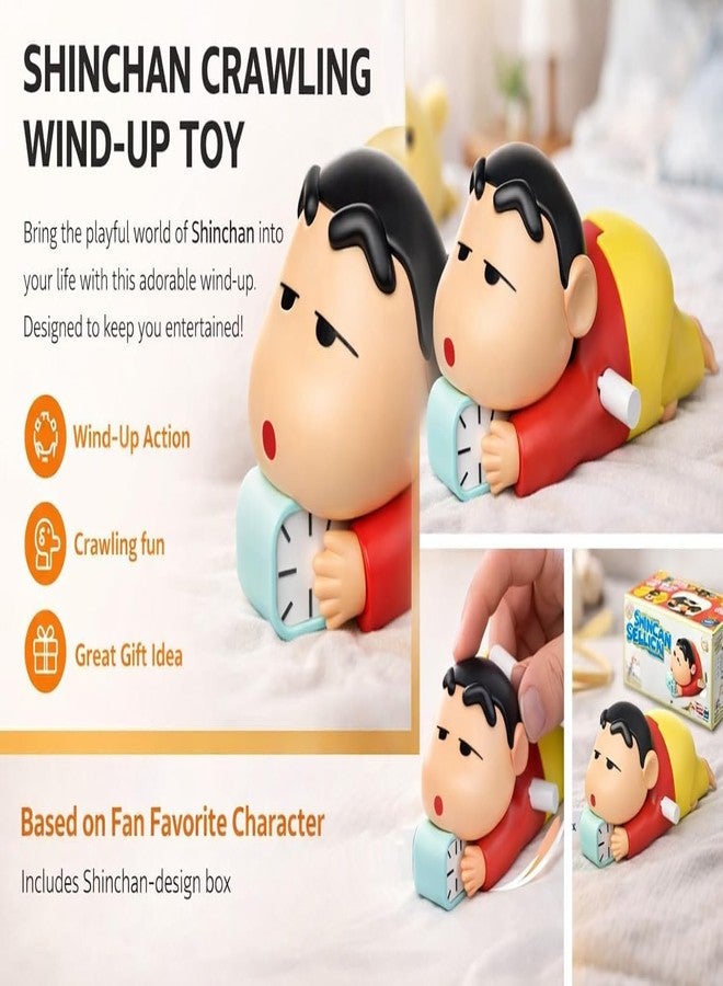 HEONAY Cute Shinchan Crawling Toy for Toddlers | Key Operated Wind-Up Moving Action Figure | Fun Baby Crawling Toy | Adorable Shinchan Collectible Gift for Kids - Image 2