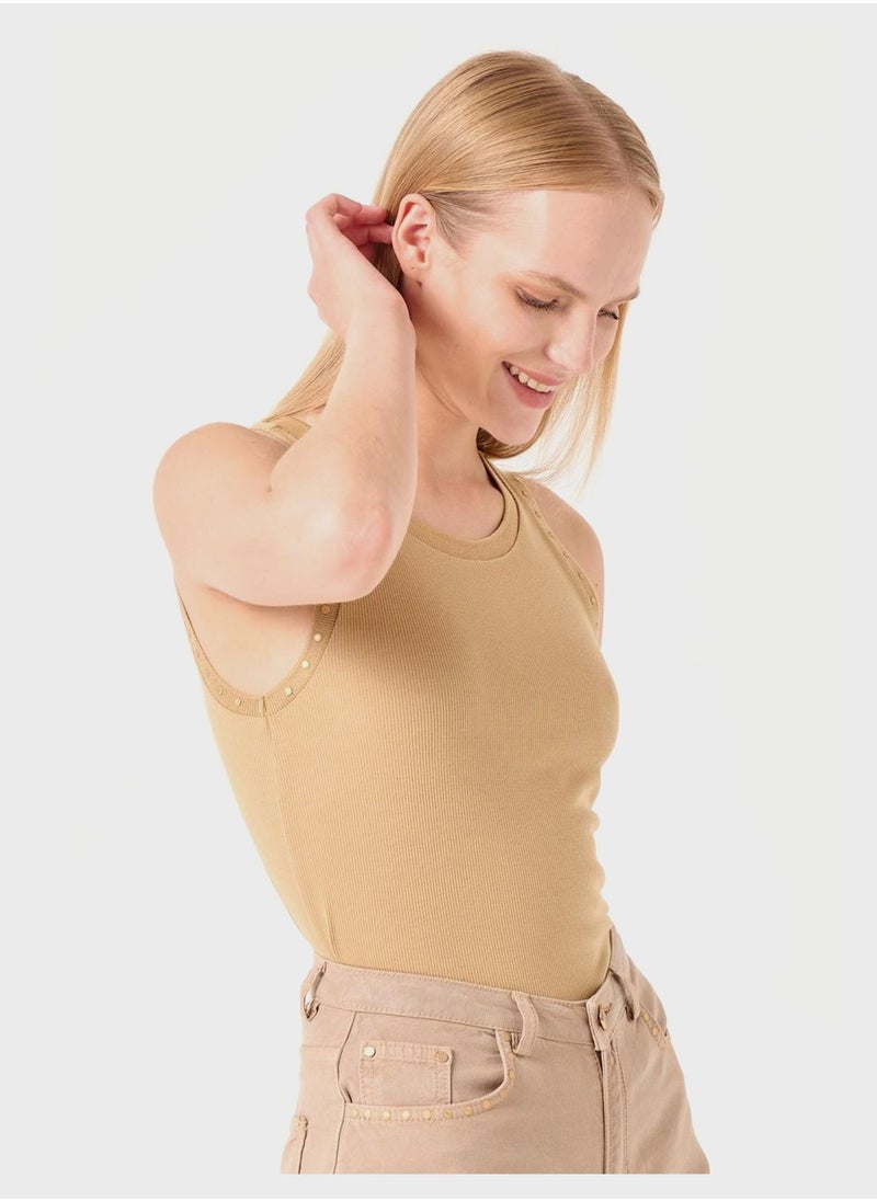 Jimmy Key - Round Neck Embroidered Tank Top - Image 1