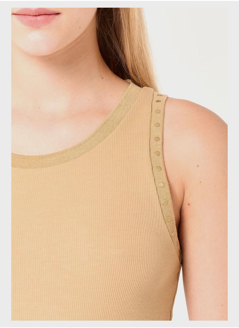 Jimmy Key - Round Neck Embroidered Tank Top - Image 1