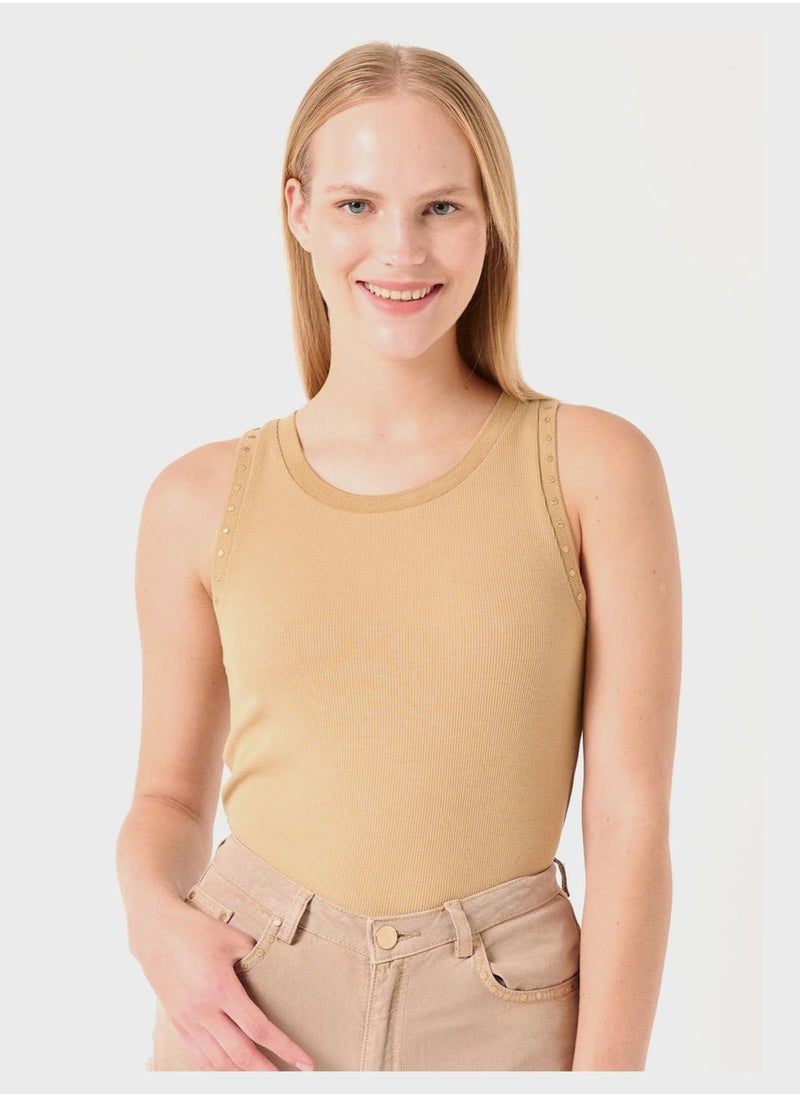 Jimmy Key - Round Neck Embroidered Tank Top - Image 1
