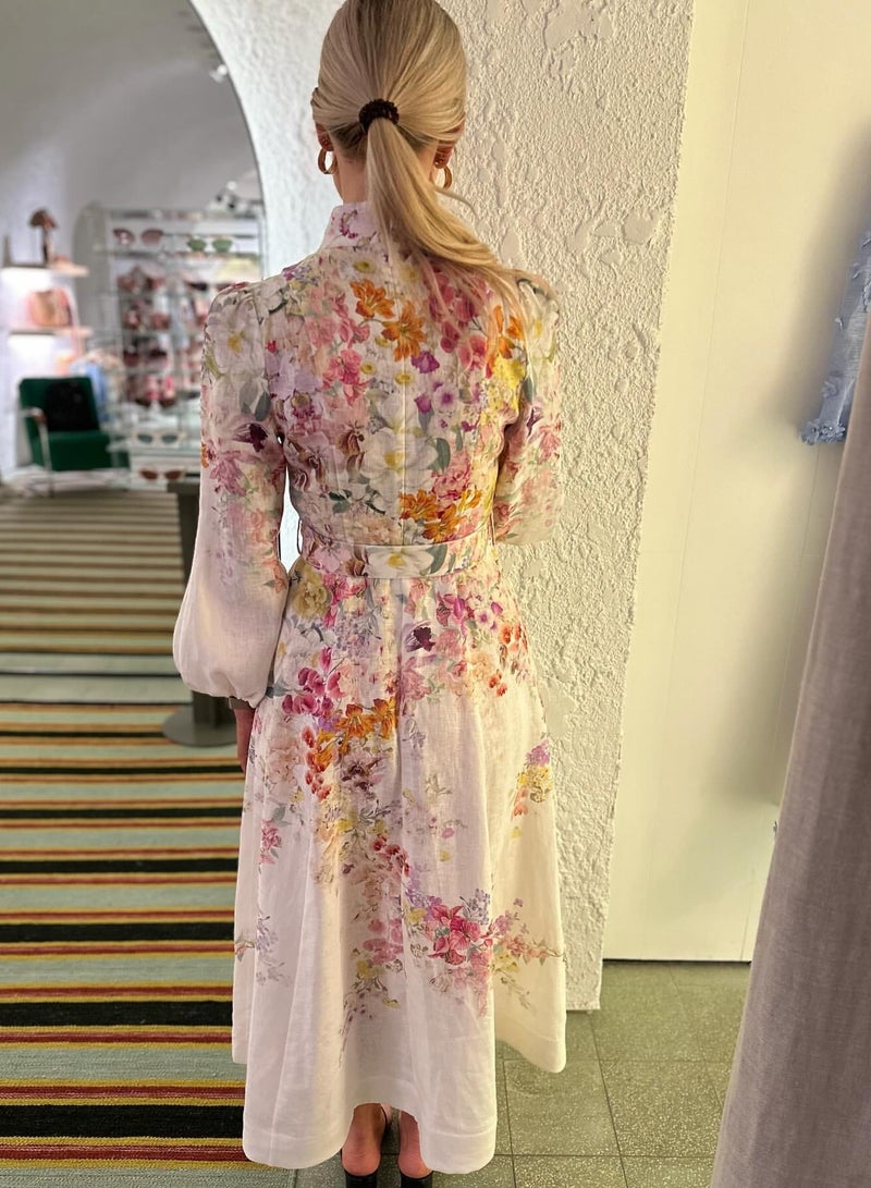 Genie Palace Womens long dress  long sleeve garden flower summer Australia designer retro Bohemian style - Image 3