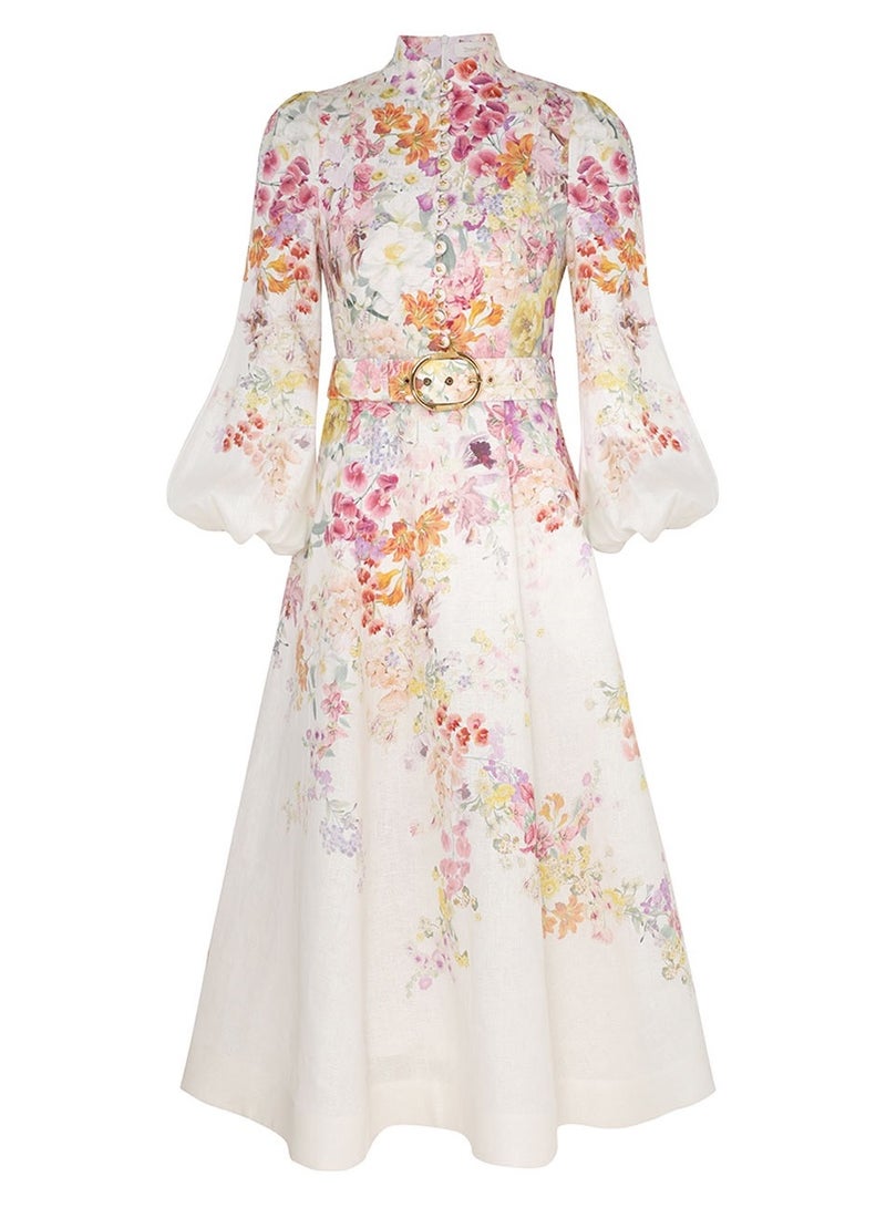 Genie Palace Womens long dress  long sleeve garden flower summer Australia designer retro Bohemian style - Image 4
