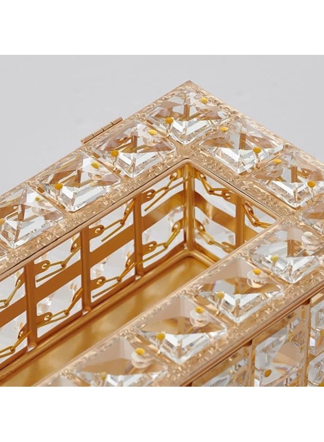 Tissue Case, Storage Box Shinning Gold Crystal Paper Container - Image 4