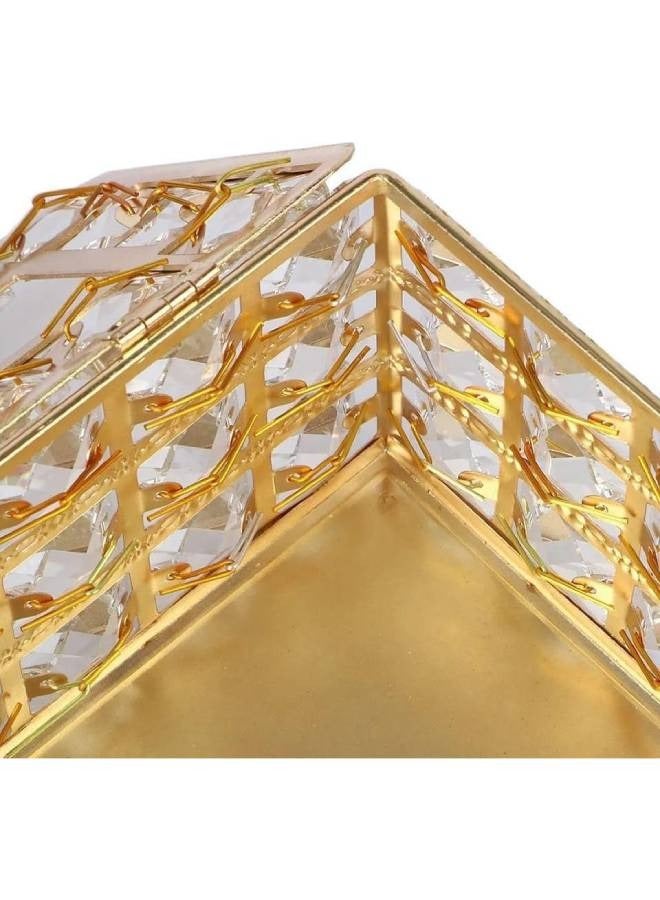 Tissue Case, Storage Box Shinning Gold Crystal Paper Container - Image 2