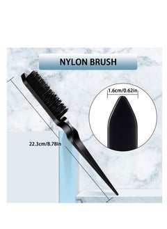 KHAJUL 3-Piece Slick Back Hair Brush Set Hair Brush Edge Control Brush Teasing Comb Rat Tail Comb for Women Baby Kids' Hair (Black)  - Image 4