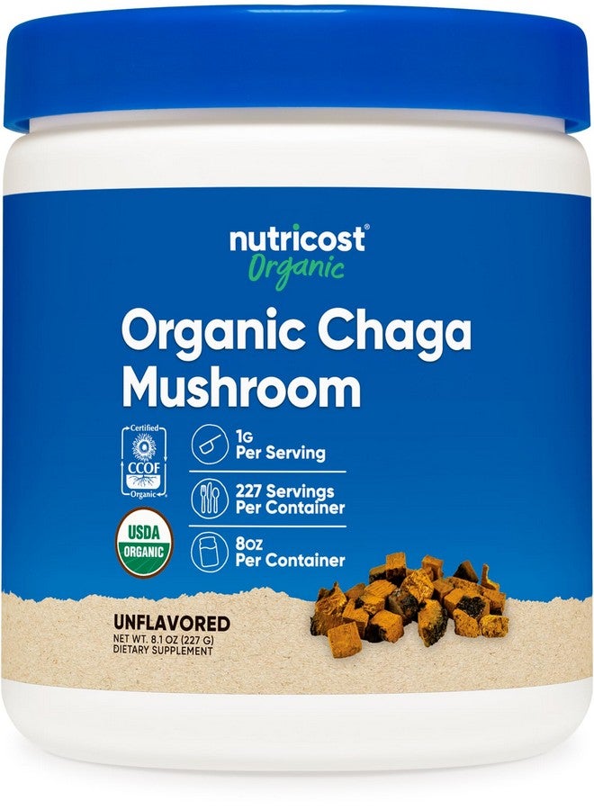 Nutricost 100% Organic Chaga Mushroom Powder 8oz (227 Servings) - Certified USDA Organic, Gluten Free & Non-GMO - Image 1