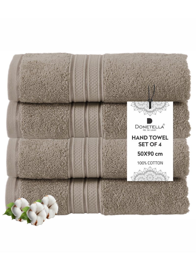 Donetella Premium 100 % Combed Cotton 4-Pcs Hand Towel Set (50 X 90 CM) 600 GSM Super Soft Hand Towel, Highly Absorbent, Quick Dry,Best Towel for Bathroom, Spa And Hotel. - Image 1