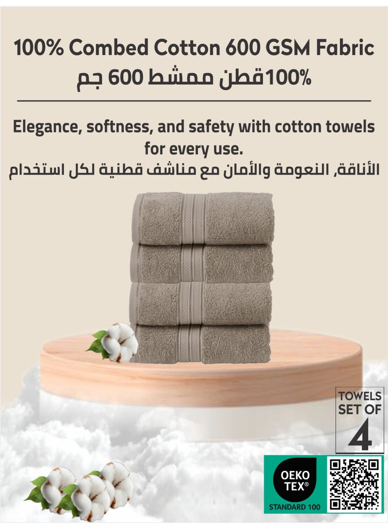 Donetella Premium 100 % Combed Cotton 4-Pcs Hand Towel Set (50 X 90 CM) 600 GSM Super Soft Hand Towel, Highly Absorbent, Quick Dry,Best Towel for Bathroom, Spa And Hotel. - Image 3