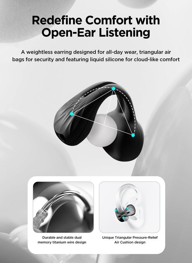 HAKII Open Ear Wireless Earbuds, Bluetooth 5.4 Ergonomic Clip on Bluetooth Earbuds with Stereo Sound/ENC, Touch Control Open Ear Headphones, IPX5 Waterproof Running Headphones for Sports, Fitness - Image 3
