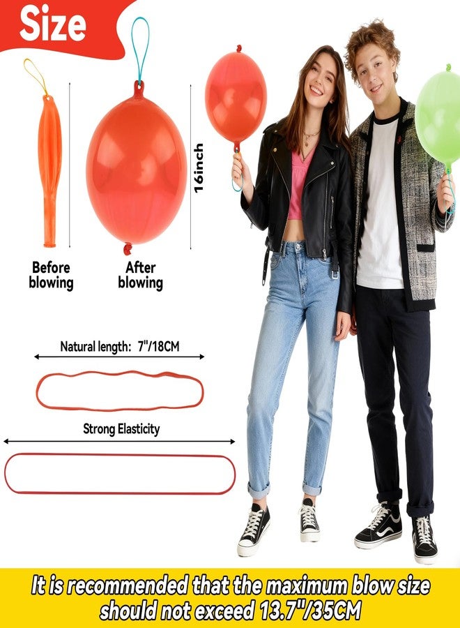 MAQIHAN 36PCS Punch Balloons - 16 Inch Punching Balloon Assorted Colors Latex Balloons with Rubber Band Handle Birthday Party Favors Goodie Bag Groovy Party Decorations - Image 2