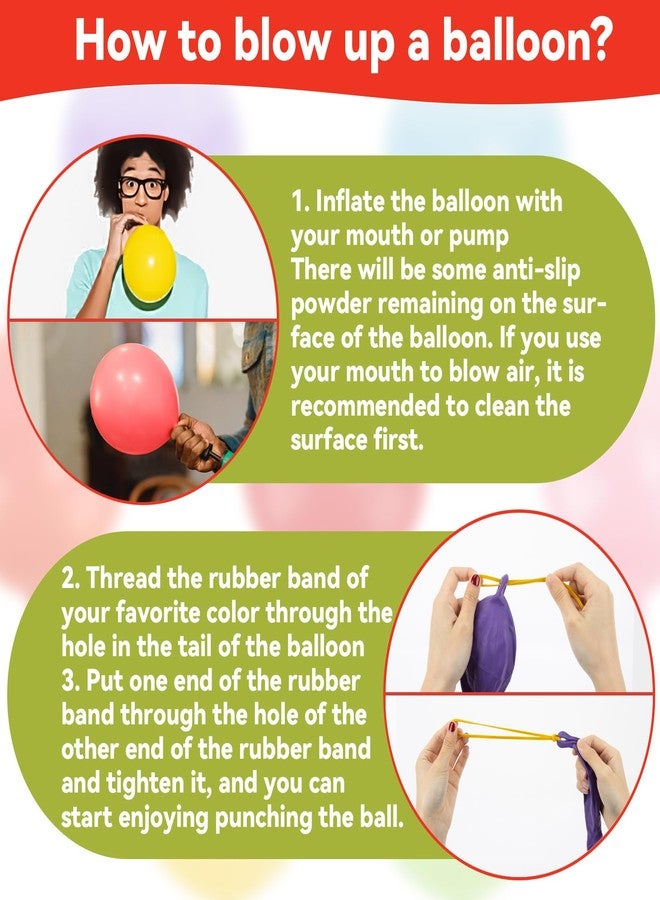 MAQIHAN 36PCS Punch Balloons - 16 Inch Punching Balloon Assorted Colors Latex Balloons with Rubber Band Handle Birthday Party Favors Goodie Bag Groovy Party Decorations - Image 5