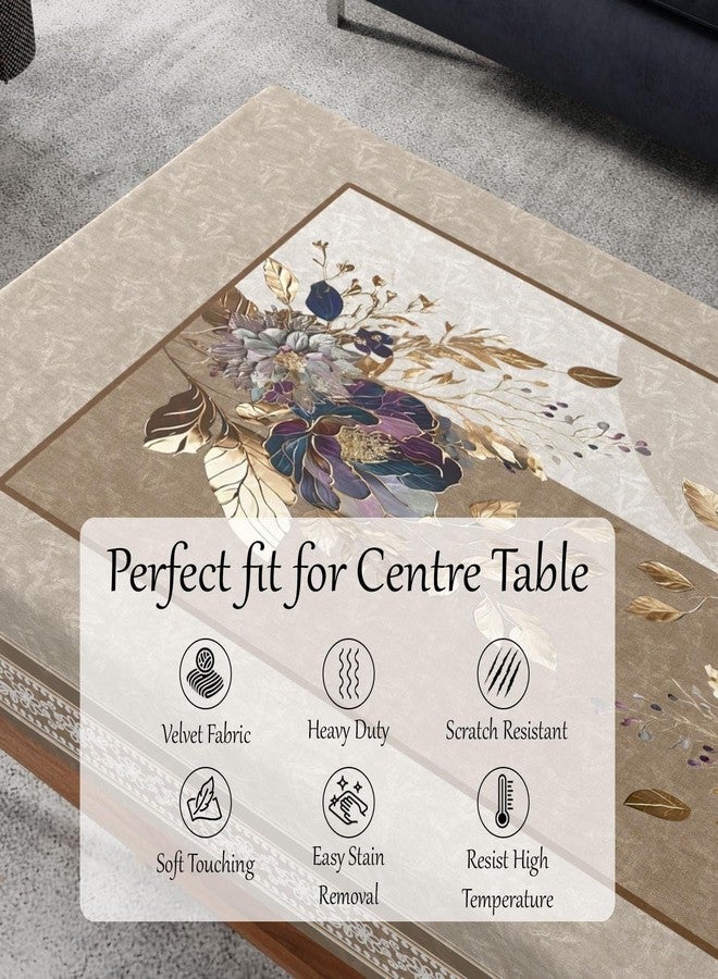 ZUKIODECOR غطاء طاولة مركزي مخملي مزين بنقوش زهور من زوكيوديكور، غطاء طاولة بتصميم رائع من رقائق الذهب لغرفة المعيشة (36 × 54 بوصة) مستطيل (زهرة بلون رمادي داكن) - Image 3