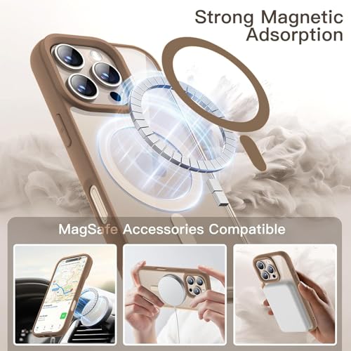 DIZORO Compatible iPhone 16 Pro Case,Compatible with MagSafe, Non Yellow Military-Grade Drop Protection & Hard PC Back Cover Slim Transparent Anti-Scratch Shockproof - Desert Titanium 6.3 inch - Image 3