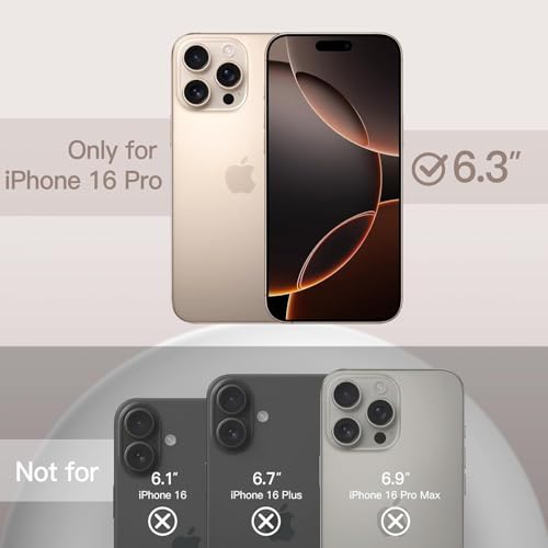 DIZORO Compatible iPhone 16 Pro Case,Compatible with MagSafe, Non Yellow Military-Grade Drop Protection & Hard PC Back Cover Slim Transparent Anti-Scratch Shockproof - Desert Titanium 6.3 inch - Image 2