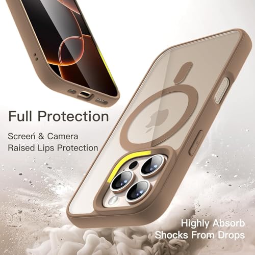 DIZORO Compatible iPhone 16 Pro Case,Compatible with MagSafe, Non Yellow Military-Grade Drop Protection & Hard PC Back Cover Slim Transparent Anti-Scratch Shockproof - Desert Titanium 6.3 inch - Image 5