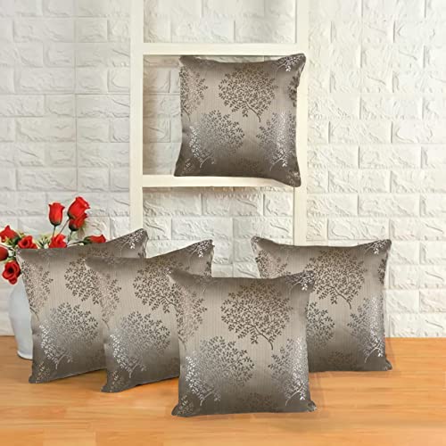 IM FAB® Jacquard Jupiter Tree Beige Cushion Cover Set of 5 Pcs(12x12 inchs or 30x30 cm) - Image 1